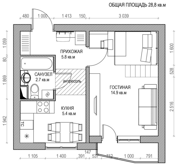 Desain rumah luas 60 meter persegi