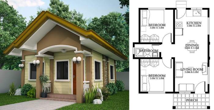 Desain rumah minimalis 2 bedroom 1 lr