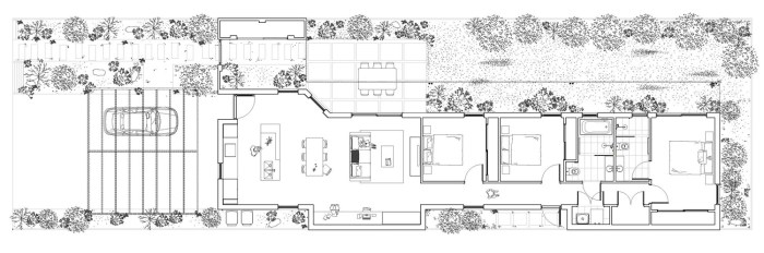 Desain rumah kost lahan memanjang